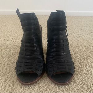 Black open toed booties